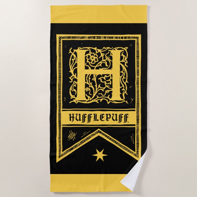 Harry Potter | Hufflepuff Monogram Banner Beach Towel (Front)