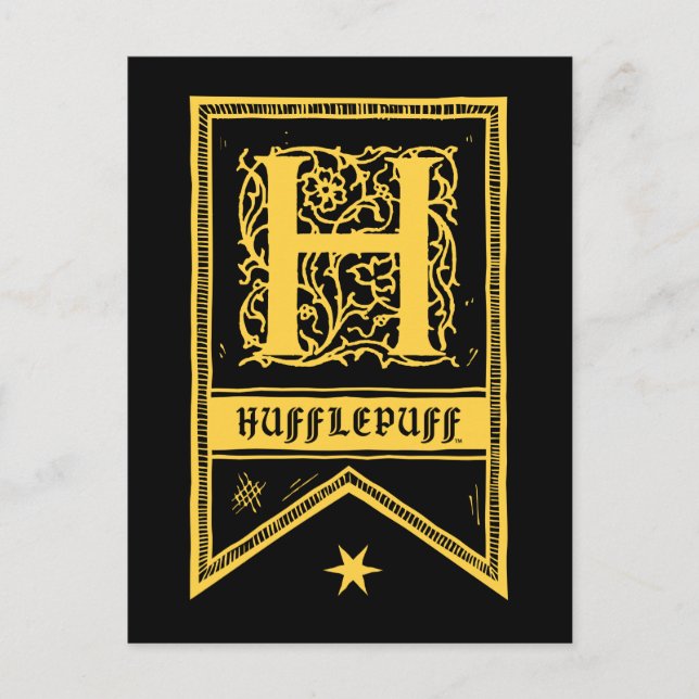 Harry Potter | Hufflepuff Monogram Banner Postcard (Front)