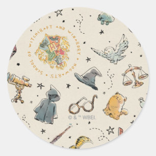 Harry Potter Icons Pattern - Birthday Classic Round Sticker