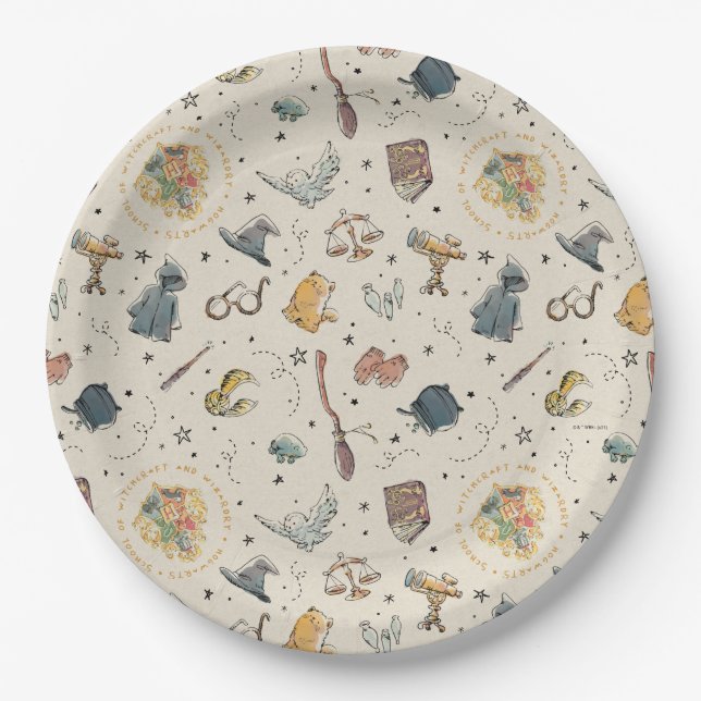 Harry Potter Icons Pattern - Birthday Paper Plate (Front)