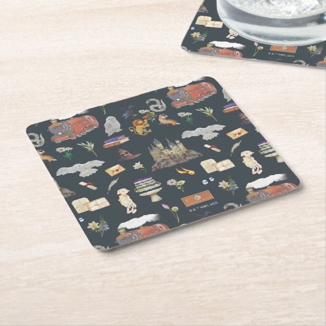 HARRY POTTER™ | Icons Pattern Square Paper Coaster (Angled)