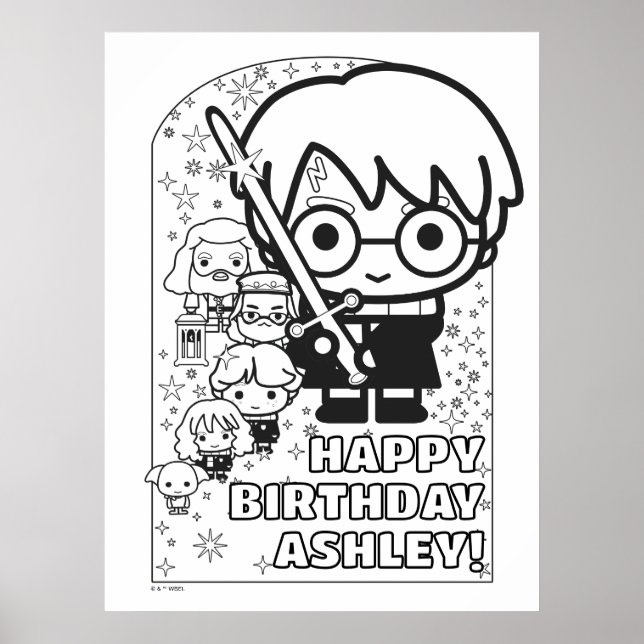 HARRY POTTER™ Personalized Birthday Colouring Poster (Front)