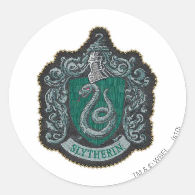 Harry Potter | Retro Mighty Slytherin Crest Classic Round Sticker (Front)