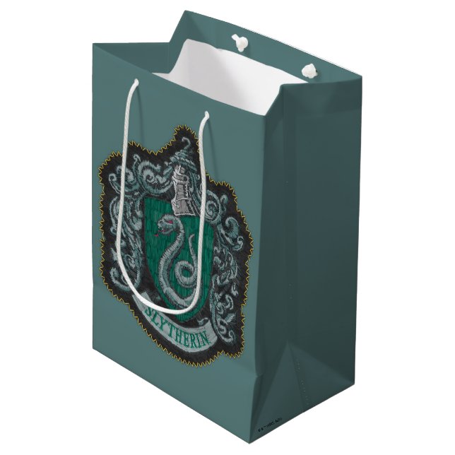 Harry Potter | Retro Mighty Slytherin Crest Medium Gift Bag (Front Angled)