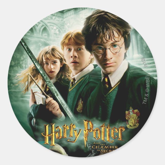 Harry Potter Ron Hermione Dobby Group Shot Classic Round Sticker (Front)