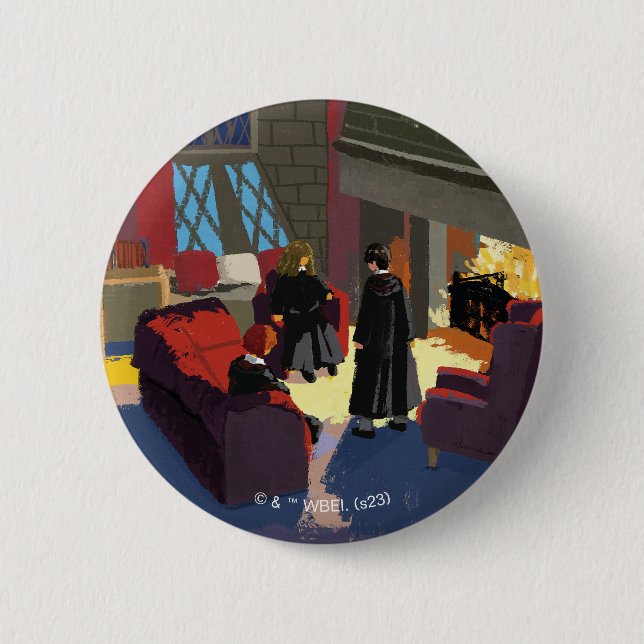 HARRY POTTER™, Ron, & Hermione in Common Room 2 Inch Round Button (Front)