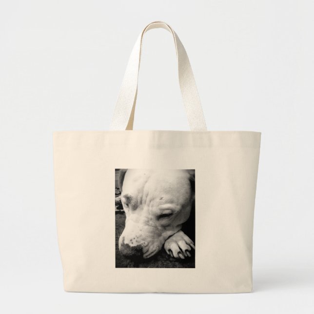 harry potter scar dog white pit bull large tote bag (Front)