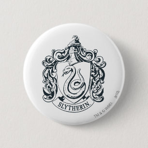 Harry Potter   Slytherin Crest - Black and White 2 Inch Round Button