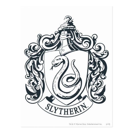 Harry Potter | Slytherin Crest - Black and White Postcard | Zazzle.ca