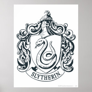 Harry Potter   Slytherin Crest - Black and White Poster