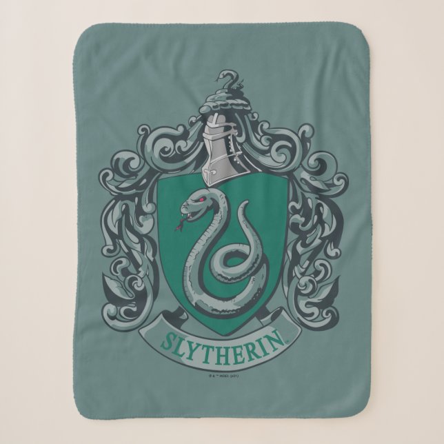 Harry Potter | Slytherin Crest Green Sherpa Blanket (Front)
