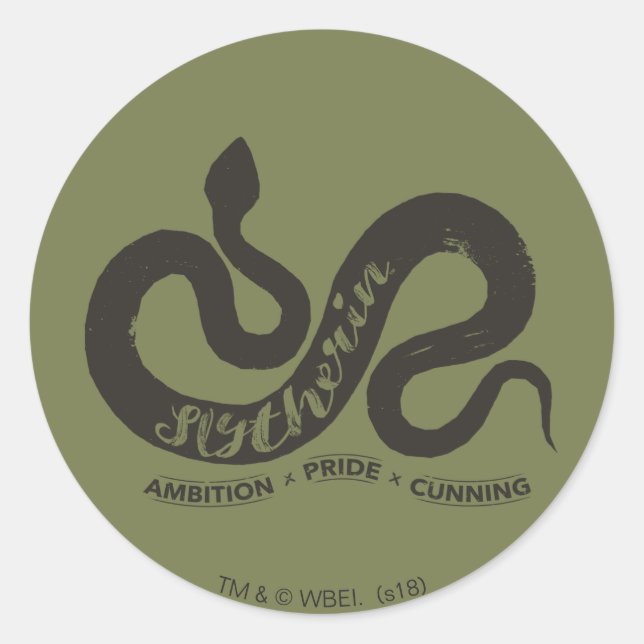 Harry Potter | SLYTHERIN™ Silhouette Typography Classic Round Sticker (Front)