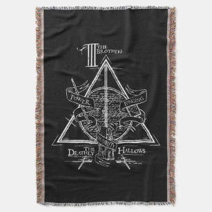 Harry Potter Spell   DEATHLY HALLOWS Graphic Throw Blanket