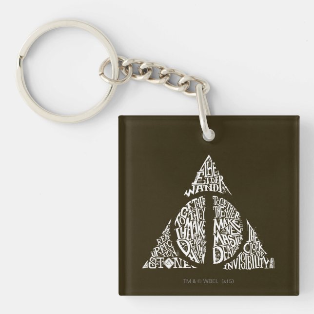 Harry Potter Spell | DEATHLY HALLOWS Typography Gr Keychain (Front)