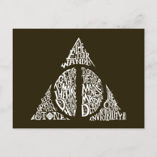 Harry Potter Spell   DEATHLY HALLOWS Typography Gr Postcard