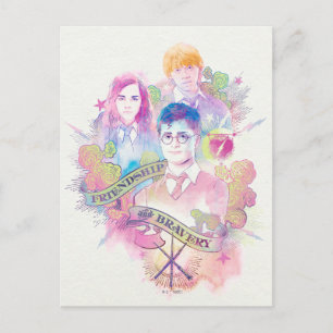 Harry Potter Spell   Harry, Hermione, & Ron Waterc Postcard