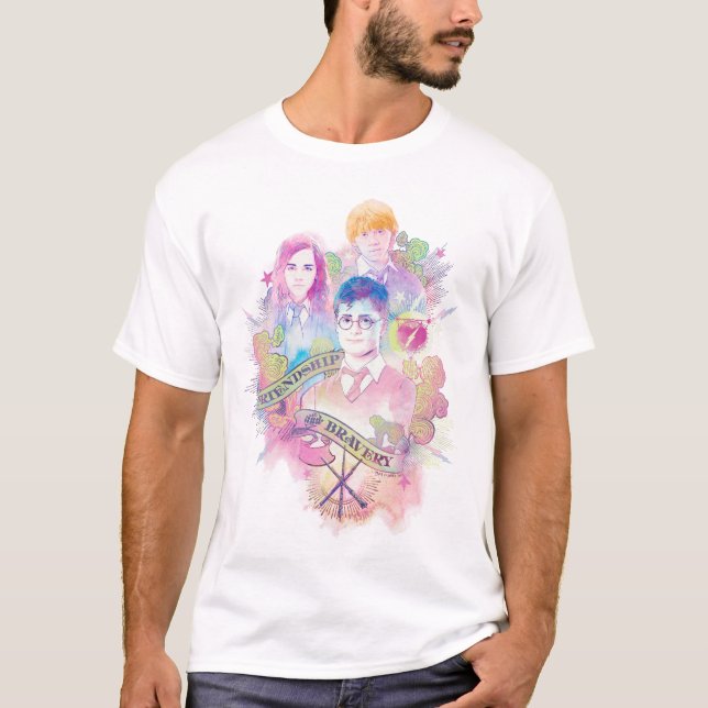 Harry Potter Spell | Harry, Hermione, & Ron Waterc T-Shirt (Front)