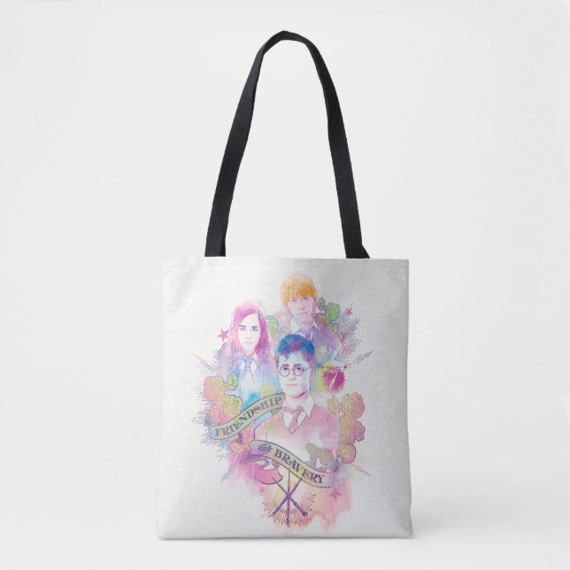 Harry Potter Spell | Harry, Hermione, & Ron Waterc Tote Bag (Front)