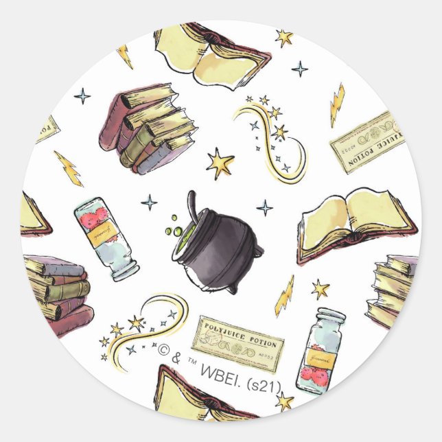 HARRY POTTER™ Spells & Books Pattern Classic Round Sticker (Front)