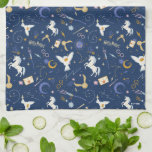 HARRY POTTER™ Summer Solstice Icon Pattern Kitchen Towel<br><div class="desc">Dive into a starry night of wizarding wonder with this enchanting magical icons pattern. Set against a deep midnight-blue background, this all-over print features a delightful mix of floating letters, golden snitches, wands, glasses, constellations, moons, lightning bolts, unicorns, and soaring owls. The celestial details and scattered sparkles create a dreamy,...</div>
