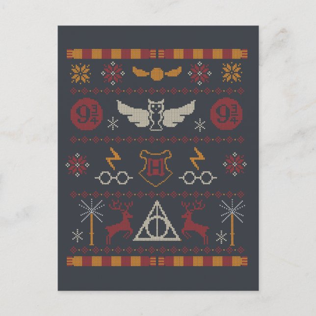 HARRY POTTER™ Themed Cross-Stitch Pattern Holiday Postcard (Front)