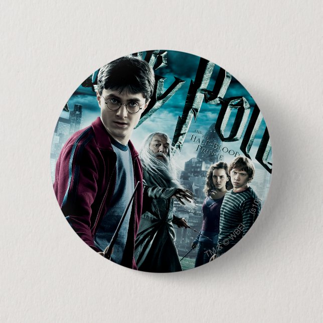 Harry Potter With Dumbledore Ron and Hermione 1 2 Inch Round Button (Front)