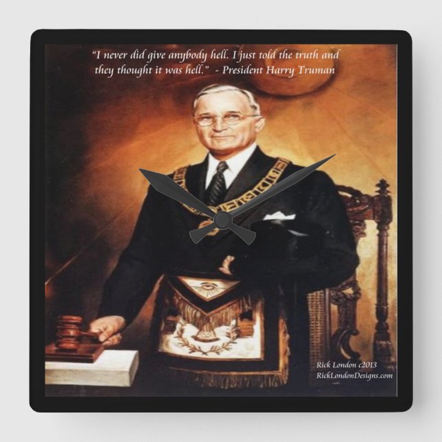 Harry Truman And "Give 'Em Hell" Quote Wall Clock (Front)