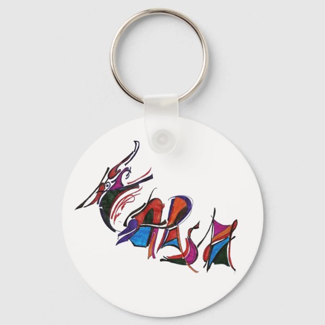 HARSH custom art work calligraphy Keychain (Front)