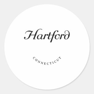 Hartford Connecticut Black Font Classic Round Sticker