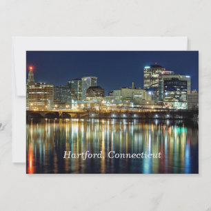 Hartford, Connecticut labeled cityscape photograph Holiday Card