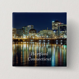 Hartford, Connecticut labelled cityscape photograp 2 Inch Square Button