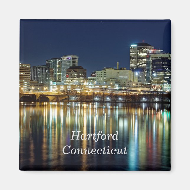 Hartford, Connecticut labelled cityscape photograp Magnet (Front)