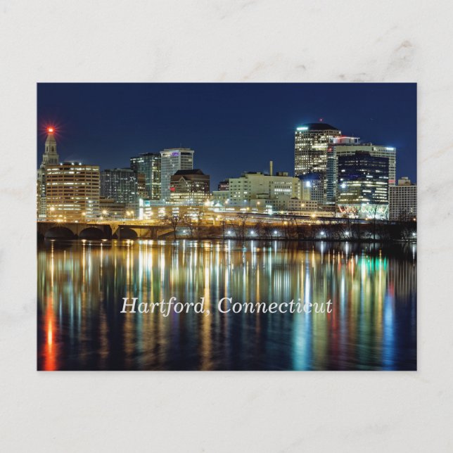 Hartford, Connecticut labelled cityscape photograp Postcard (Front)