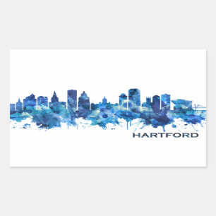 Hartford Connecticut Skyline Blue Sticker