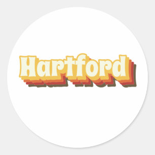 Hartford Retro Vintage Text Classic Round Sticker