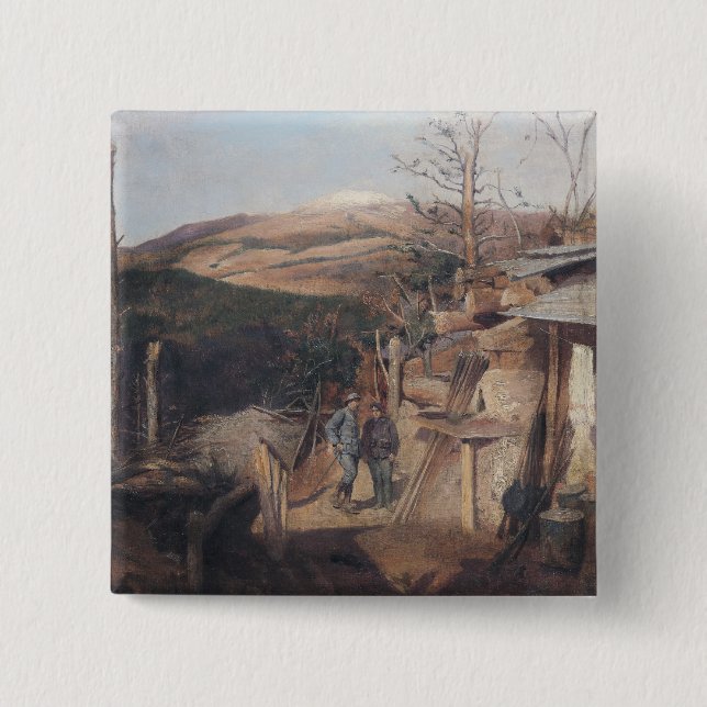 Hartmanswillerkopf, View from Roche-Sermet, 1915 2 Inch Square Button (Front)