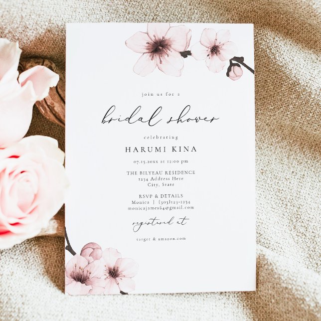 HARUMI Elegant Sakura Cherry Blossom Bridal Shower Invitation (Creator Uploaded)