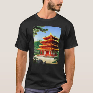 haruno japanese temple illustration japan T-Shirt