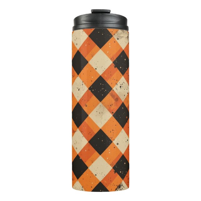 Harvest Argyle Halloween Thermal Tumbler (Front)