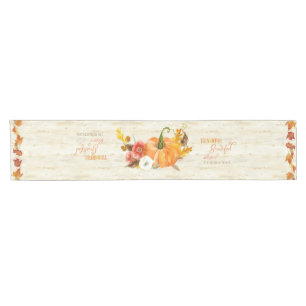 Harvest Art Thankful Grateful Blessed Family Name Short Table Runner