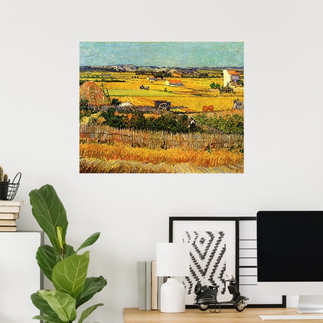 Harvest at La Crau, Montmajour by Vincent van Gogh Poster (Home Office)