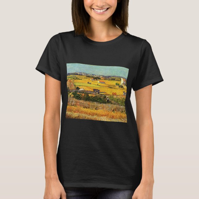 Harvest at La Crau, Montmajour by Vincent van Gogh T-Shirt (Front)