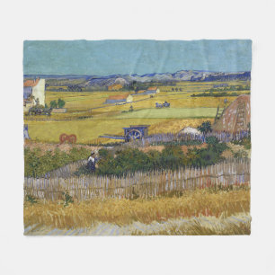 Harvest at La Crau Vincent Van Gogh Fleece Blanket