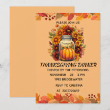 HARVEST BLESSING JARS THANKSGIVING INVITATION CARD