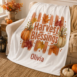 Harvest Blessings Personalized Fall Sherpa Blanket