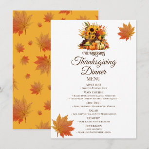 Harvest Bouquet&Fall Leaves Thanksgiving Dinner Menu