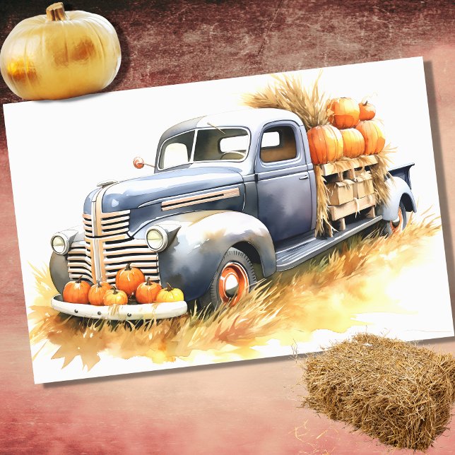 Harvest Car Filled with Pumpkins 1 Decoupage Paper (Creator Uploaded)