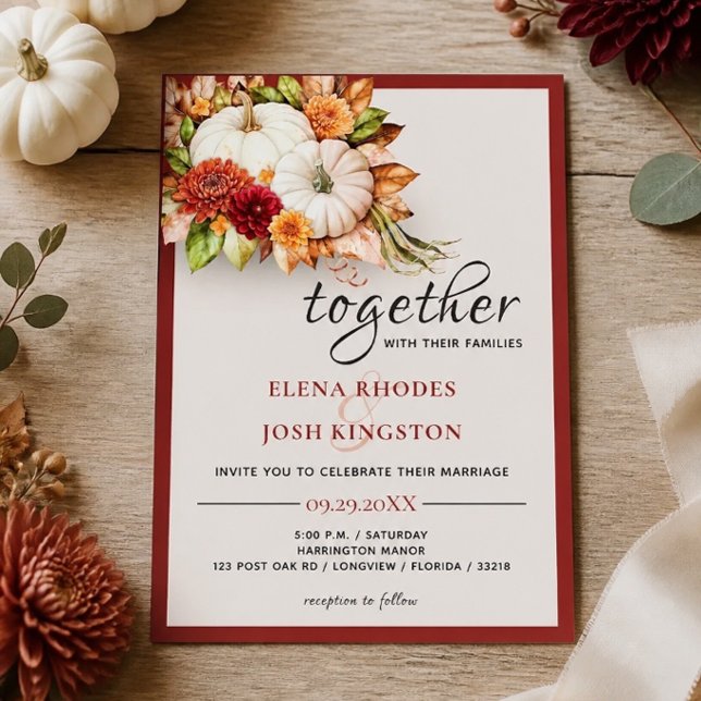 Harvest Chic White Pumpkin Wedding Invitation (Creator Uploaded)