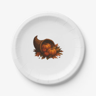 Harvest Cornucopia Glow Oversized T-Shirt.png Paper Plate