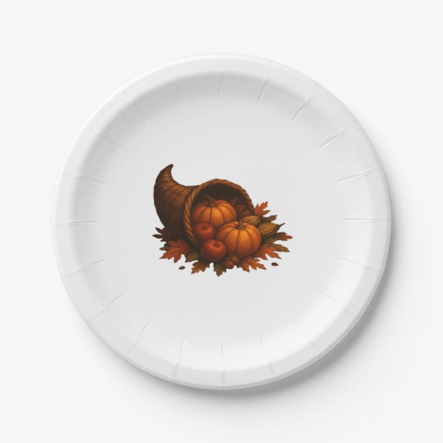 Harvest Cornucopia Glow Oversized T-Shirt.png Paper Plate (Front)